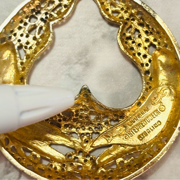 Stephen Dweck Sterling Silver Gold Tone Bird Design Pendant Rare Vintage - Picture 4 of 6